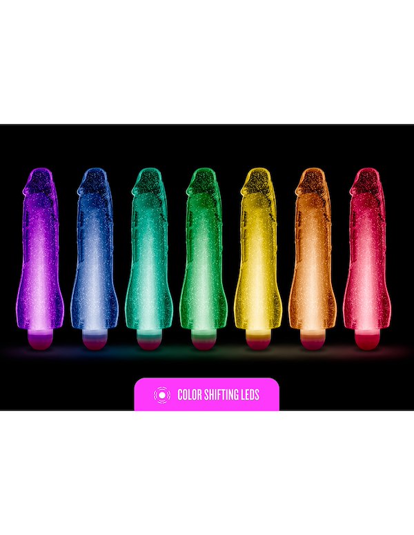 GLOW DICKS - MOLLY GLITTER REALISTIC 8 VIBRATING DILDO ALT8 view Color: PK