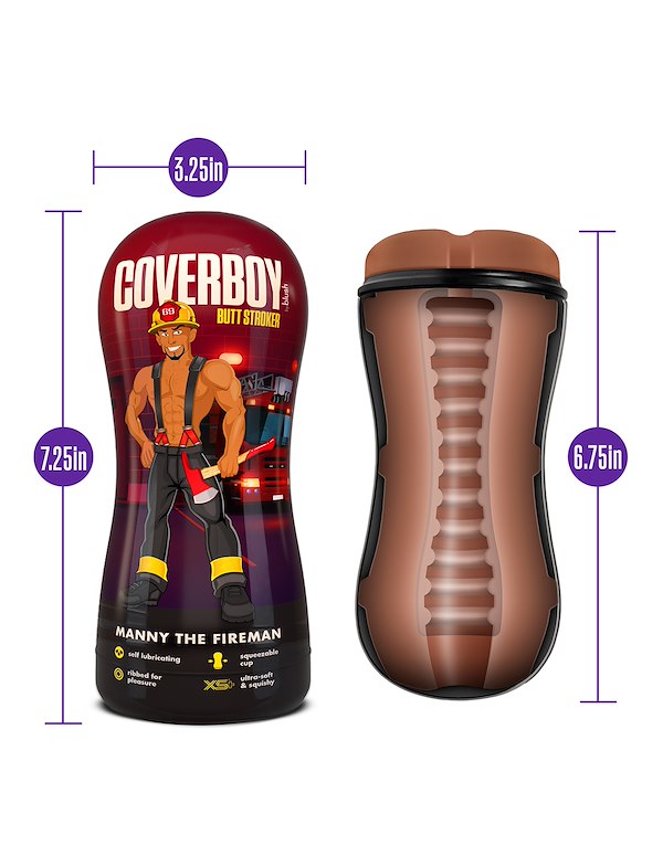 COVERBOY - MANNY THE FIREMAN SELF-LUBRICATING REALISTIC BUTT STROKER ALT2 view Color: CAR