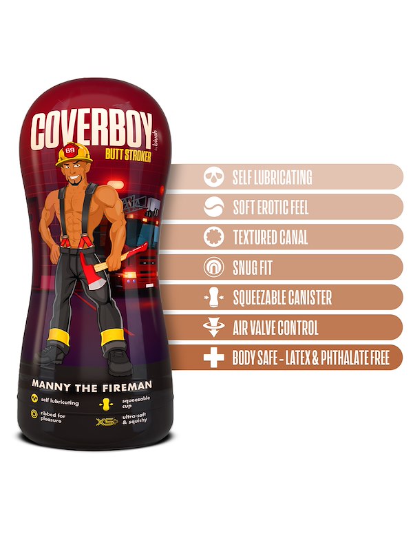 COVERBOY - MANNY THE FIREMAN SELF-LUBRICATING REALISTIC BUTT STROKER ALT3 view Color: CAR