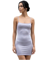 Front view of MINI SPAGHETTI STRAP DRESS - REVERSIBLE CUPLESS