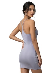 Alternate back view of MINI SPAGHETTI STRAP DRESS - REVERSIBLE CUPLESS