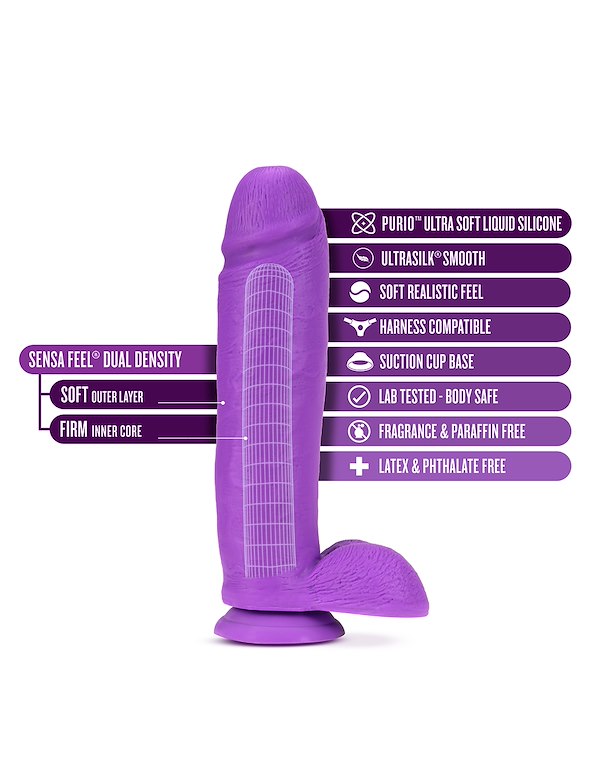 NEO ELITE 10.5 INCH PURPLE DILDO W/ BALLS ALT4 view Color: PR