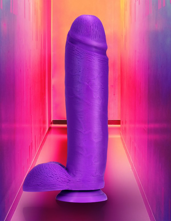 NEO ELITE 10.5 INCH PURPLE DILDO W/ BALLS ALT5 view Color: PR