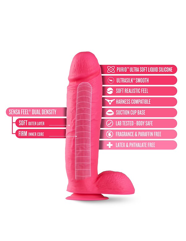 NEO ELITE 10.5 INCH PINK DILDO W/ BALLS ALT4 view Color: PK