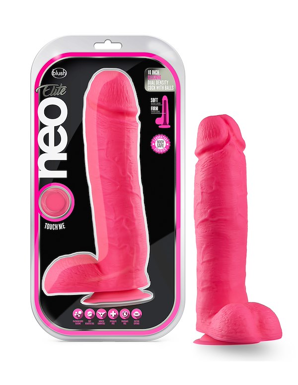 NEO ELITE 10.5 INCH PINK DILDO W/ BALLS ALT5 view Color: PK