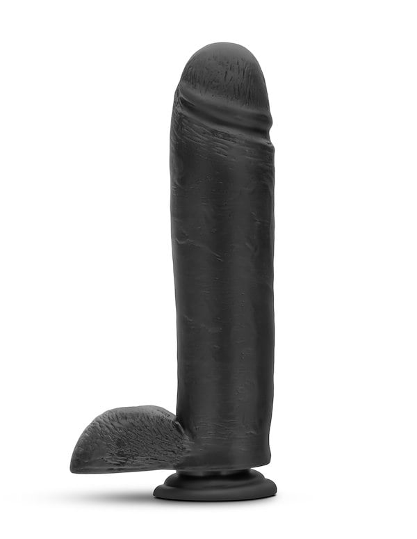 AU NATUREL BOLD HUGE 10.5 BLACK DILDO W/ BALLS ALT1 view Color: BK