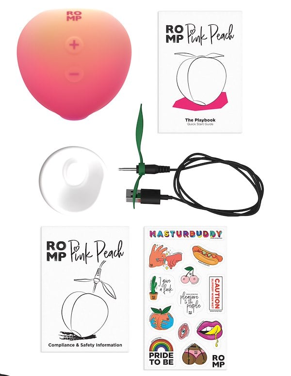 ROMP PINK PEACH PLEASURE AIR CLITORAL MASSAGER ALT3 view Color: PK