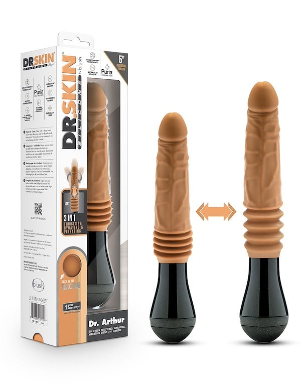 DR.SKIN - DR. ARTHUR 10.5 VIBRATING GYRATING & THRUSTING DILDO ALT6 view Color: CAR