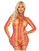 Additional MULTI view of product 2PC ZIG ZAG NET TWIST HALTER DRESS WITH SHRUG with color code MC
