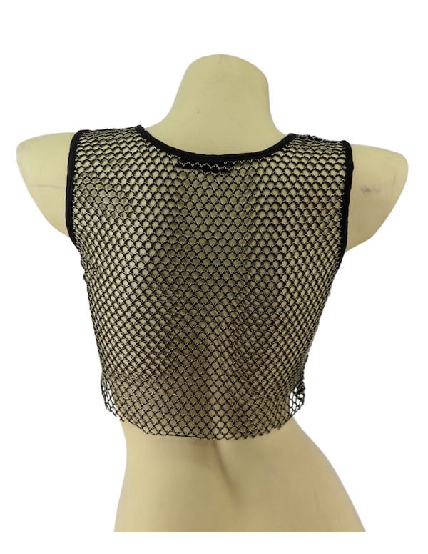 DIAMOND NET SLEEVELESS CROP TOP ALT1 view Color: BK