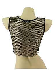 Alternate back view of DIAMOND NET SLEEVELESS CROP TOP