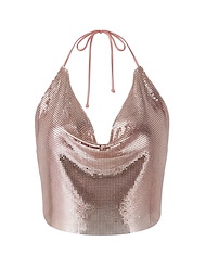 Front view of COWL NECK HALTER TOP WITH LINING