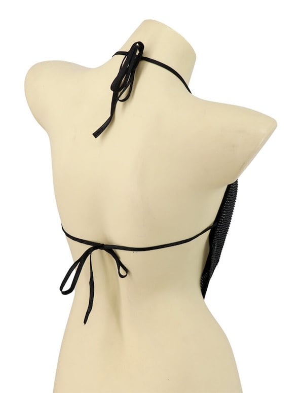 RHINESTONE V-SHAPED TOP ALT1 view Color: BK