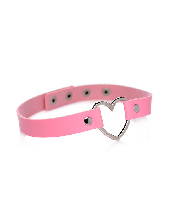 SWEET HEART CHROME HEART PINK CHOKER ALT2 view Color: PK