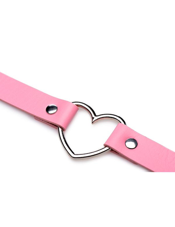 SWEET HEART CHROME HEART PINK CHOKER ALT3 view Color: PK