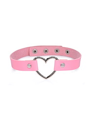 Front view of SWEET HEART CHROME HEART PINK CHOKER