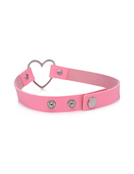 Alternate back view of SWEET HEART CHROME HEART PINK CHOKER