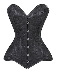 Front view of LAVISH BLACK LACE SWEETHEART OVERBUST CORSET - BUSK CLOSURE