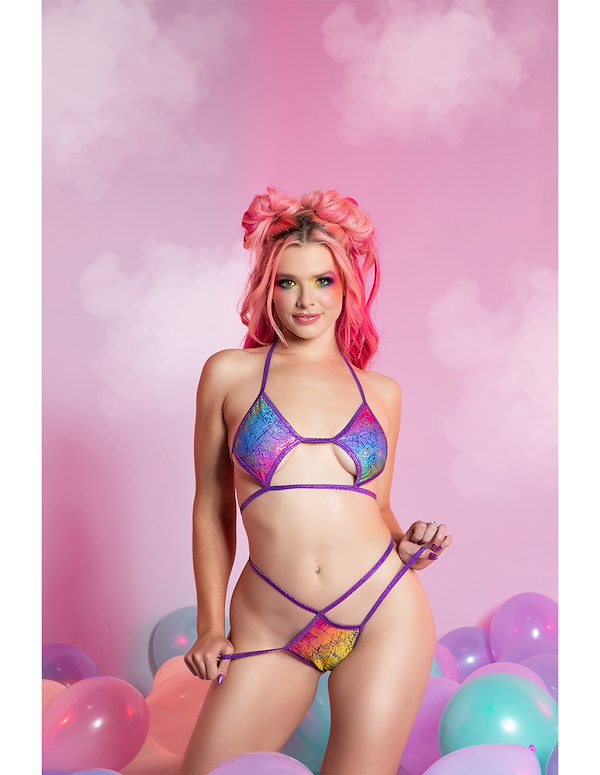 NEON DAYDREAM RAVE LOCKER CAGE BIKINI ALT4 view Color: MC