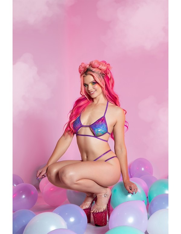 NEON DAYDREAM RAVE LOCKER CAGE BIKINI ALT5 view Color: MC
