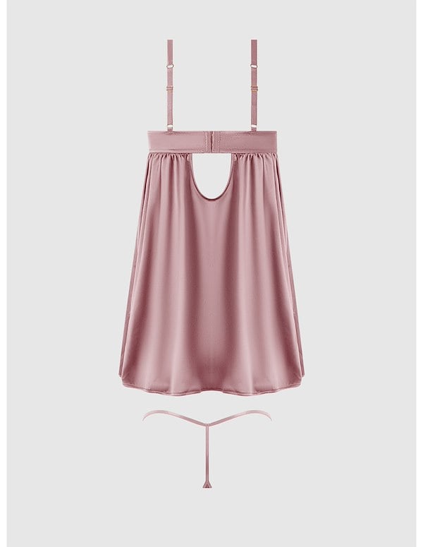 BRIGETA SATIN AND MESH BABYDOLL ALT6 view Color: MV