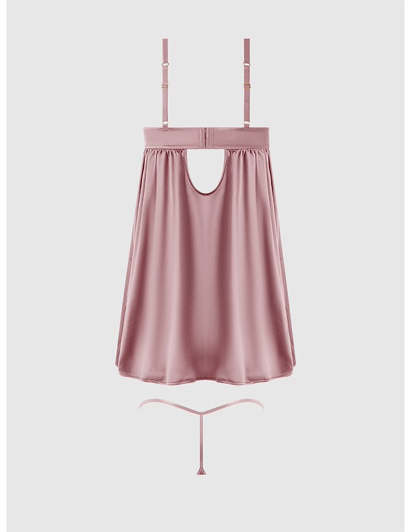 BRIGETA SATIN AND MESH PLUS SIZE BABYDOLL ALT5 view Color: MV