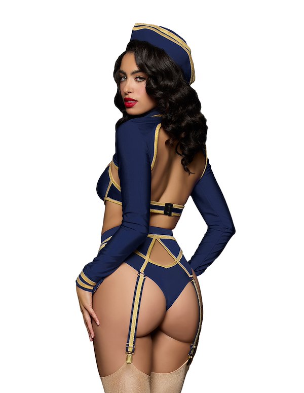 FLYING HIGH PILOT BRA TOP & HIGH WAIST PANTY W/ HAT ALT1 view Color: NV