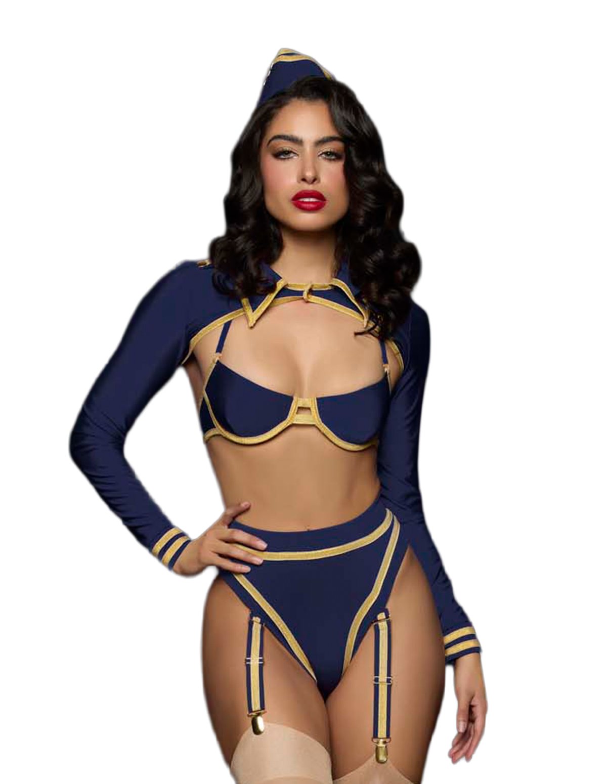 alternate image for FLYING HIGH PILOT BRA TOP & HIGH WAIST PANTY W/ HAT