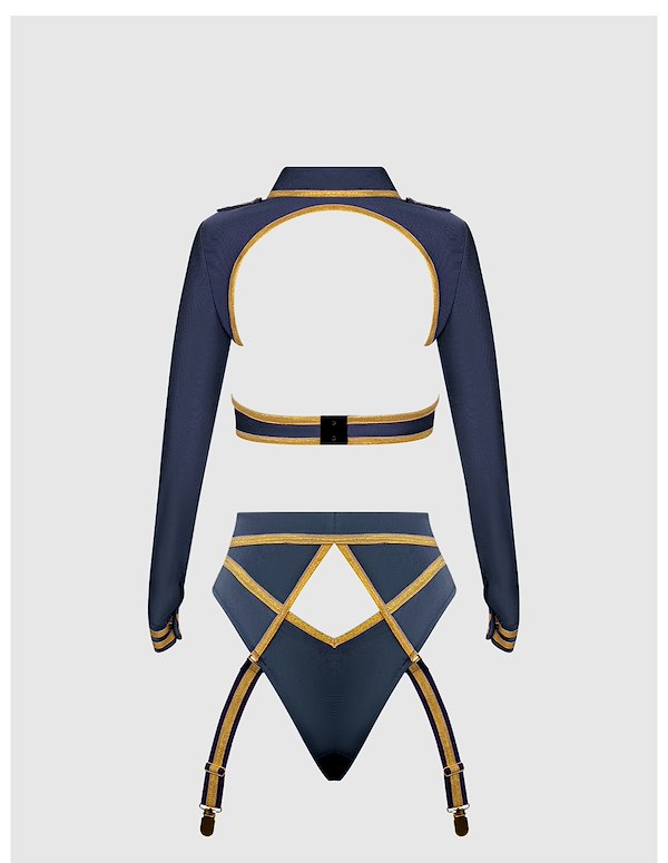 FLYING HIGH PILOT BRA TOP & HIGH WAIST PANTY W/ HAT ALT4 view Color: NV