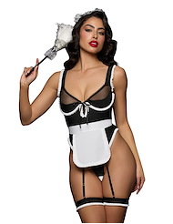 Front view of MAID TEDDY W/ APRON HEADPIECE & DUSTER
