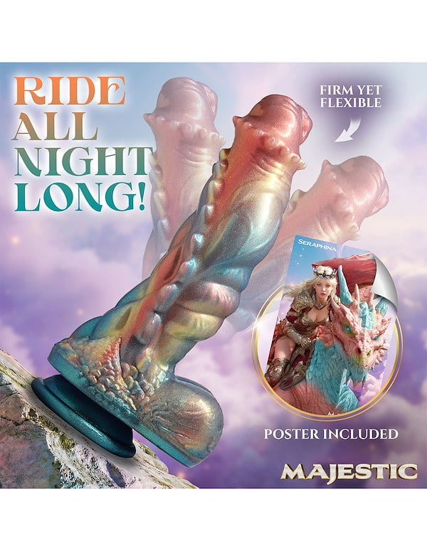 MAJESTIC CREATURE COCKS SERAPHINA DRAGON SILICONE DILDO ALT3 view Color: MC