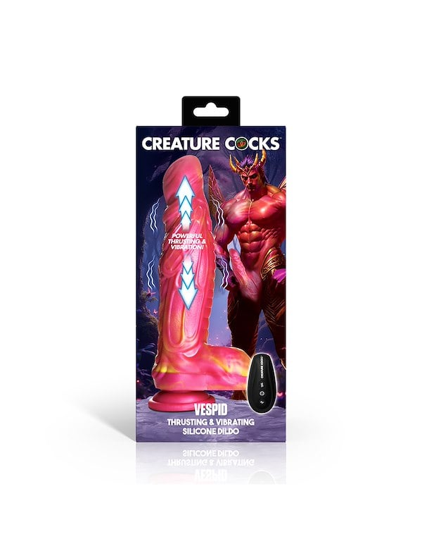 CREATURE COCKS VESPID THRUSTING AND VIBRATING SILICONE DILDO ALT2 view Color: MC