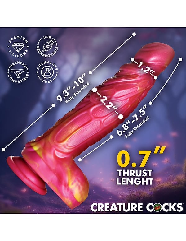 CREATURE COCKS VESPID THRUSTING AND VIBRATING SILICONE DILDO ALT3 view Color: MC
