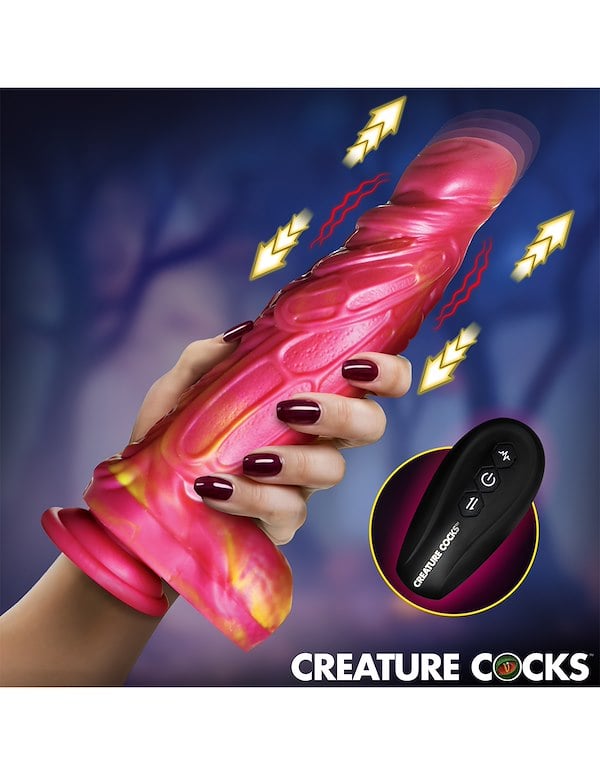 CREATURE COCKS VESPID THRUSTING AND VIBRATING SILICONE DILDO ALT6 view Color: MC