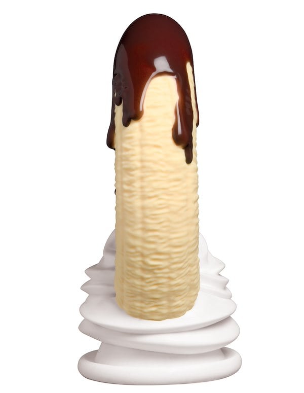 SIMPLY SWEET CHOCOLATE DIPPED BANANA SPLIT SILICONE DILDO ALT1 view Color: MC