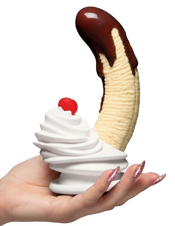 SIMPLY SWEET CHOCOLATE DIPPED BANANA SPLIT SILICONE DILDO ALT2 view Color: MC