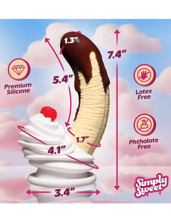 SIMPLY SWEET CHOCOLATE DIPPED BANANA SPLIT SILICONE DILDO ALT3 view Color: MC
