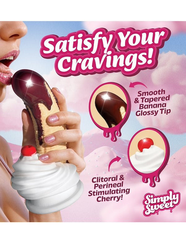 SIMPLY SWEET CHOCOLATE DIPPED BANANA SPLIT SILICONE DILDO ALT5 view Color: MC