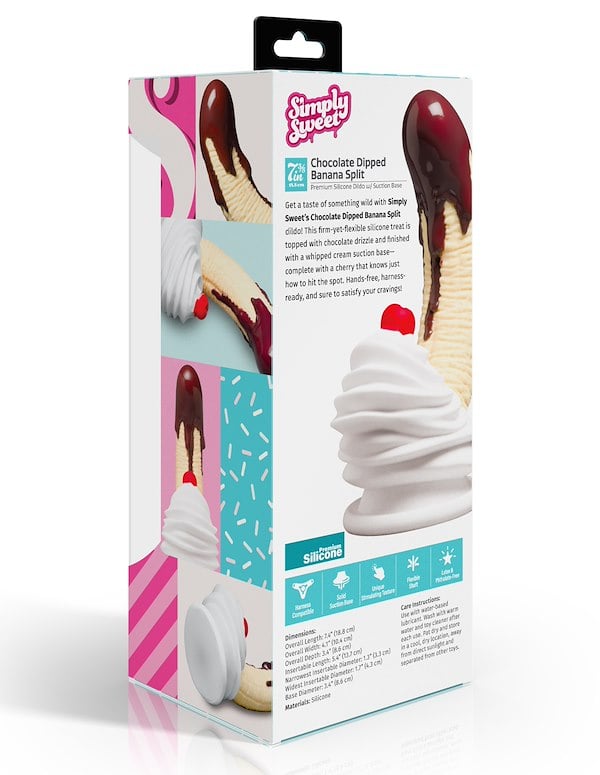 SIMPLY SWEET CHOCOLATE DIPPED BANANA SPLIT SILICONE DILDO ALT7 view Color: MC