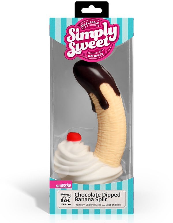 SIMPLY SWEET CHOCOLATE DIPPED BANANA SPLIT SILICONE DILDO ALT8 view Color: MC