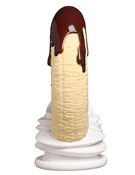 Alternate back view of SIMPLY SWEET CHOCOLATE DIPPED BANANA SPLIT SILICONE DILDO