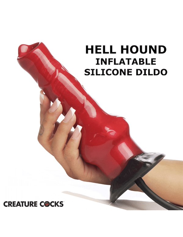 CREATURE COCKS HELL HOUND INFLATABLE SILICONE DILDO ALT4 view Color: RB