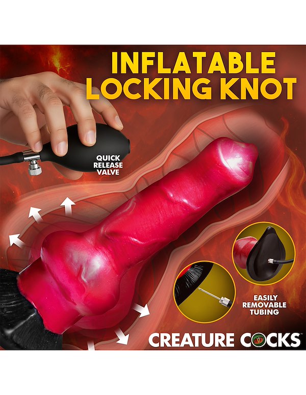 CREATURE COCKS HELL HOUND INFLATABLE SILICONE DILDO ALT6 view Color: RB