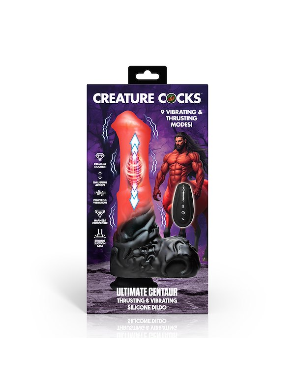 CREATURE COCKS ULTIMATE CENTAUR THRUSTING & VIBRATING SILICONE DILDO ALT7 view Color: BKR