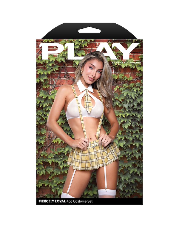 FIERCELY LOYAL 4PC SCHOOLGIRL COSTUME SET ALT2 view Color: YW