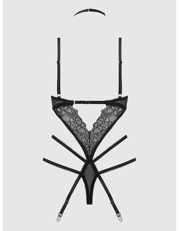 EDEN EMBROIDERED LACE TEDDY ALT3 view Color: BK