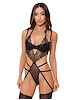 Additional BLACK view of product EDEN EMBROIDERED LACE TEDDY with color code BK