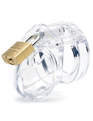 Front view of MINI-ME CHASTITY KIT - 1.25 CLEAR CAGE