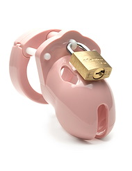 Front view of MR. STUBB CHASTITY KIT - 1.75 PINK CAGE