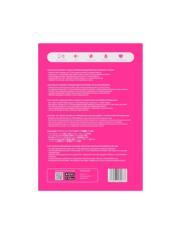 LOVENSE LUSH ANAL VIBRATING PLUG ALT6 view Color: PK
